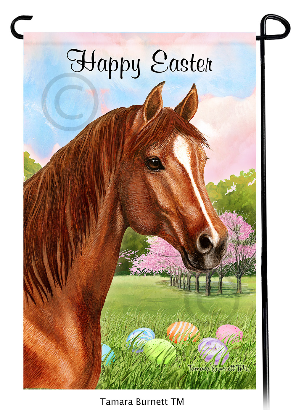 Quarter Horse Sorrel Happy Easter Garden Flag image